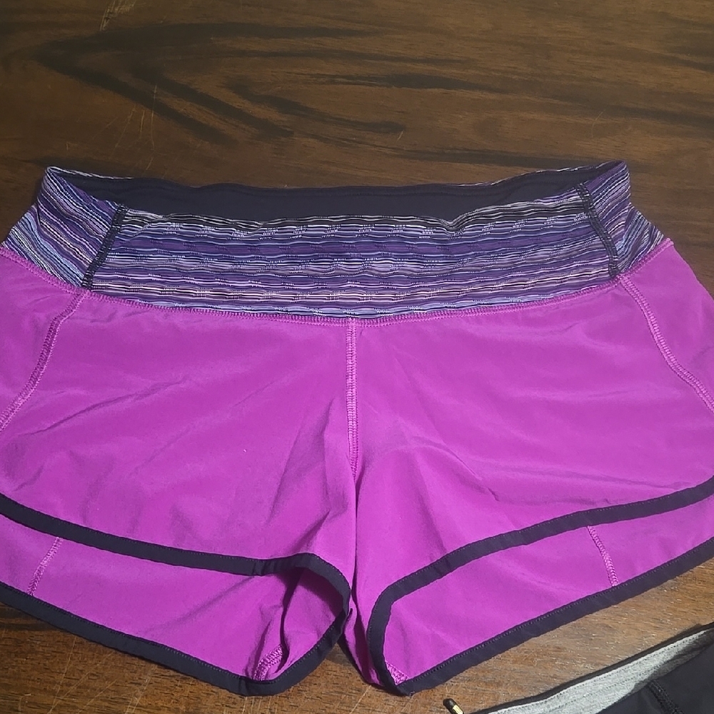 Lululemon Athletica Purple Athletic Shorts with Patterned Waistband